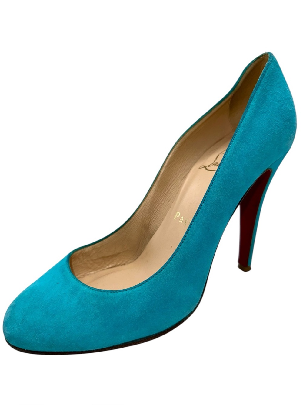 Christian Louboutin Turquoise Suede Ron Ron Pumps Size 36.5